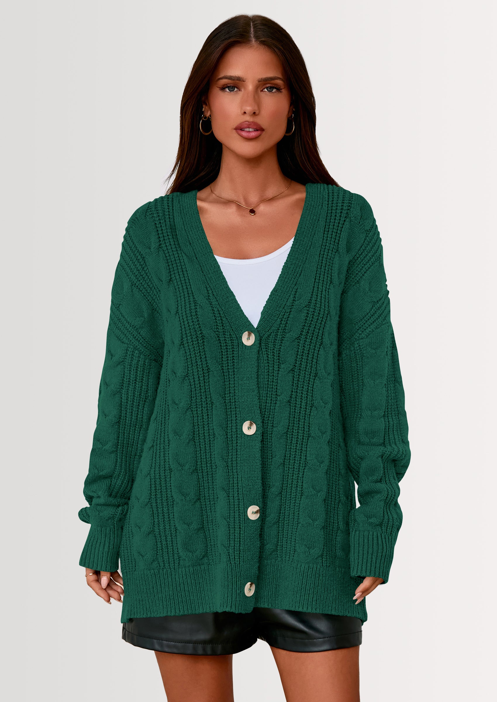 PRETTYGARDEN Women's Cable Knit Sweaters Fall Oversized Chunky Open Front Long Sleeve Cardigan Winter Coats