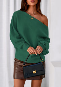 PRETTYGARDEN Women Off The Shoulder Sweater Fall Trendy Long Batwing Sleeve Knit Pullover Going Out Tops Winter Clothing