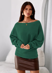 PRETTYGARDEN Women Off The Shoulder Sweater Fall Trendy Long Batwing Sleeve Knit Pullover Going Out Tops Winter Clothing
