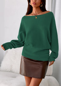 PRETTYGARDEN Women Off The Shoulder Sweater Fall Trendy Long Batwing Sleeve Knit Pullover Going Out Tops Winter Clothing