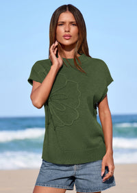 PRETTYGARDEN Women's Spring Sweater Vest Trendy Flower Knit Short Sleeve Cute Pullover Tank Tops Summer Fashion Clothing PRETTYGARDEN