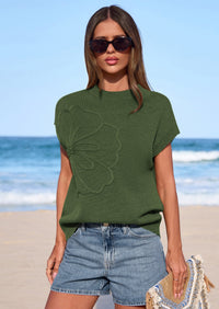 PRETTYGARDEN Women's Spring Sweater Vest Trendy Flower Knit Short Sleeve Cute Pullover Tank Tops Summer Fashion Clothing PRETTYGARDEN