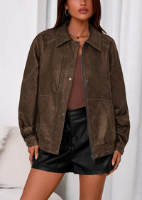 PRETTYGARDEN Faux Leather Jacket Women Bomber Motorcycle Zip Up Jackets Oversized Fall Fashion Outfits Winter Coats