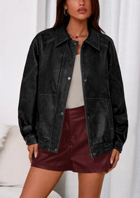 PRETTYGARDEN Faux Leather Jacket Women Bomber Motorcycle Zip Up Jackets Oversized Fall Fashion Outfits Winter Coats