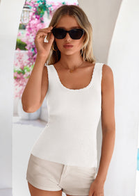 PRETTYGARDEN Womens Summer Sleeveless Tank Tops V Neck Ruffle Lightweight Ribbed Knit Shirt Casual Going Out Top PRETTYGARDEN