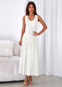 PRETTYGARDEN Women's Summer Casual Dresses Spring Sleeveless V Neck Midi Business Work A Line Pleated Cocktail Dress PRETTYGARDEN