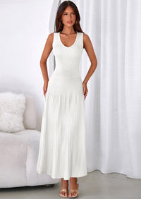 PRETTYGARDEN Women's Summer Casual Dresses Spring Sleeveless V Neck Midi Business Work A Line Pleated Cocktail Dress PRETTYGARDEN