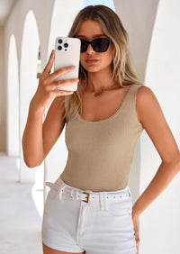 PRETTYGARDEN Womens Summer Sleeveless Tank Tops V Neck Ruffle Lightweight Ribbed Knit Shirt Casual Going Out Top PRETTYGARDEN