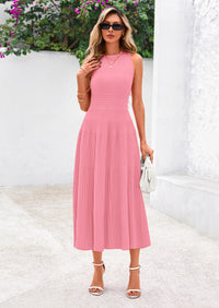 PRETTYGARDEN Spring Casual Dresses for Women Summer Business Work Midi Sleeveless A Line Pleated Cocktail Dress