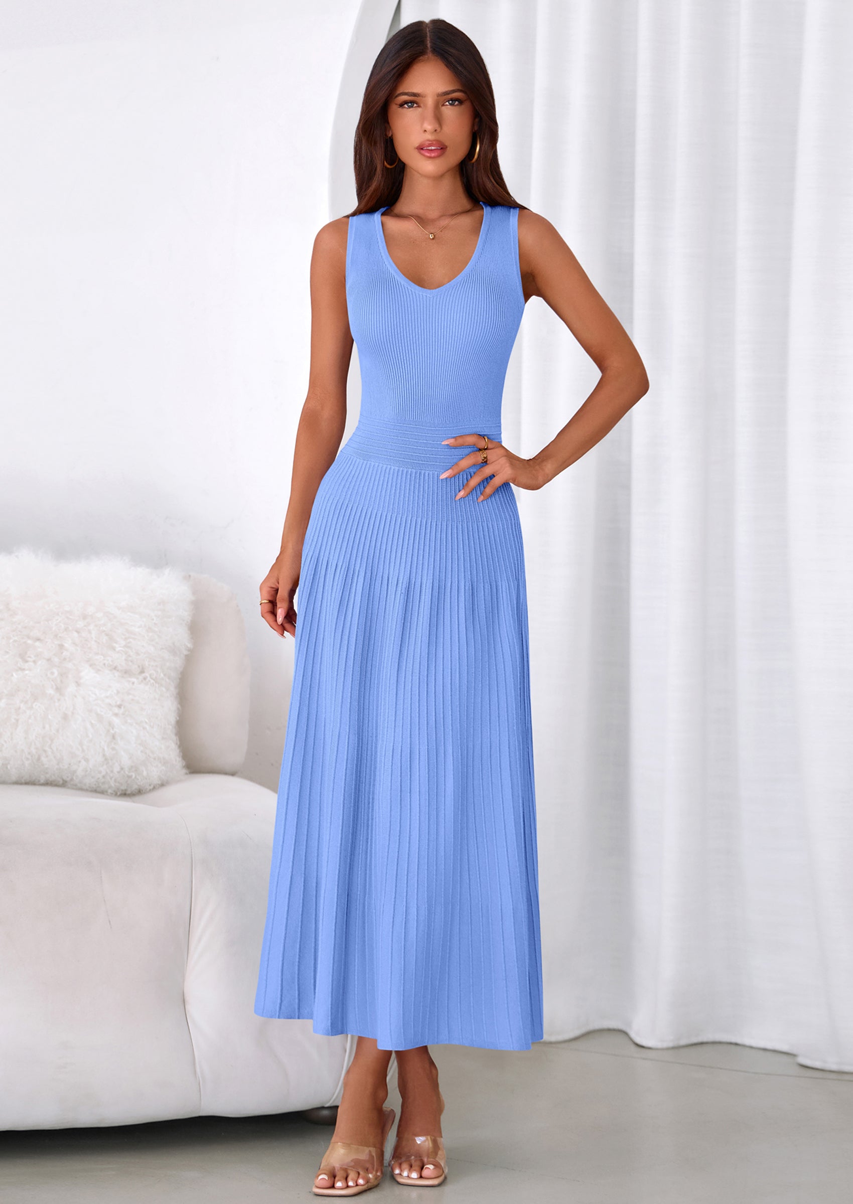 PRETTYGARDEN Women's Summer Casual Dresses Spring Sleeveless V Neck Mi PRETTYGARDEN Women's Summer Casual Dresses Spring Sleeveless V Neck Mi