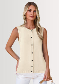 PRETTYGARDEN Sweater Vest Women Spring Summer Casual Lightweight Knit Sleeveless Button Down Tank Tops Trendy Clothes