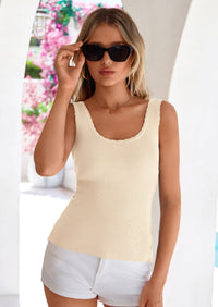 PRETTYGARDEN Womens Summer Sleeveless Tank Tops V Neck Ruffle Lightweight Ribbed Knit Shirt Casual Going Out Top PRETTYGARDEN