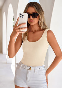 PRETTYGARDEN Womens Summer Sleeveless Tank Tops V Neck Ruffle Lightweight Ribbed Knit Shirt Casual Going Out Top PRETTYGARDEN