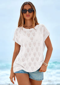 PRETTYGARDEN Women's Summer Sweater Vest Lightweight Knit Cap Sleeve Hollow Out Tank Tops Crochet Coverup Spring Outfits PRETTYGARDEN