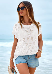 PRETTYGARDEN Women's Summer Sweater Vest Lightweight Knit Cap Sleeve Hollow Out Tank Tops Crochet Coverup Spring Outfits PRETTYGARDEN