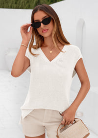 PRETTYGARDEN Women's Lightweight Sweaters Vest Spring Trendy Cap Sleeve V Neck Knit Tank Tops Summer Going Out Outfits PRETTYGARDEN