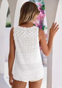 PRETTYGARDEN Womens Crochet Tank Tops Summer Spring Boho Sleeveless Cute Knit Sweater Vest Trendy Beach Vacation Clothes PRETTYGARDEN