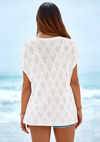 PRETTYGARDEN Women's Summer Sweater Vest Lightweight Knit Cap Sleeve Hollow Out Tank Tops Crochet Coverup Spring Outfits PRETTYGARDEN