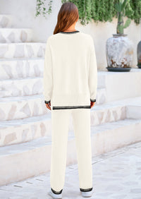 PRETTYGARDEN Women's 2 Piece Knit Sweater Outfit Casual Long Sleeve Pullover Wide Leg Pants Tracksuit Loungewear Set PRETTYGARDEN