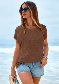 PRETTYGARDEN Women's Summer Sweater Vest Lightweight Knit Cap Sleeve Hollow Out Tank Tops Crochet Coverup Spring Outfits PRETTYGARDEN