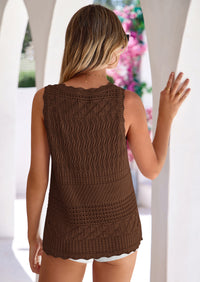 PRETTYGARDEN Womens Crochet Tank Tops Summer Spring Boho Sleeveless Cute Knit Sweater Vest Trendy Beach Vacation Clothes PRETTYGARDEN