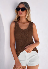 PRETTYGARDEN Womens Crochet Tank Tops Summer Spring Boho Sleeveless Cute Knit Sweater Vest Trendy Beach Vacation Clothes PRETTYGARDEN