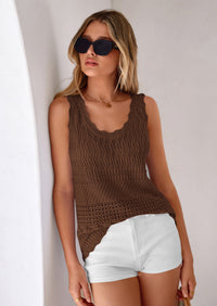 PRETTYGARDEN Womens Crochet Tank Tops Summer Spring Boho Sleeveless Cute Knit Sweater Vest Trendy Beach Vacation Clothes PRETTYGARDEN