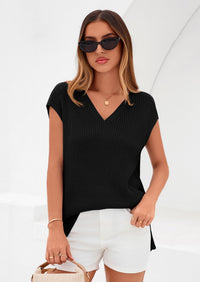 PRETTYGARDEN Women's Lightweight Sweaters Vest Spring Trendy Cap Sleeve V Neck Knit Tank Tops Summer Going Out Outfits PRETTYGARDEN