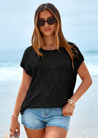 PRETTYGARDEN Women's Summer Sweater Vest Lightweight Knit Cap Sleeve Hollow Out Tank Tops Crochet Coverup Spring Outfits PRETTYGARDEN