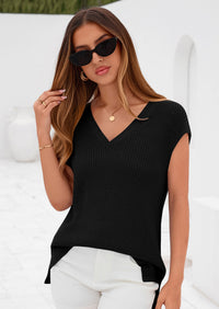 PRETTYGARDEN Women's Lightweight Sweaters Vest Spring Trendy Cap Sleeve V Neck Knit Tank Tops Summer Going Out Outfits PRETTYGARDEN