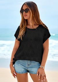 PRETTYGARDEN Women's Summer Sweater Vest Lightweight Knit Cap Sleeve Hollow Out Tank Tops Crochet Coverup Spring Outfits PRETTYGARDEN