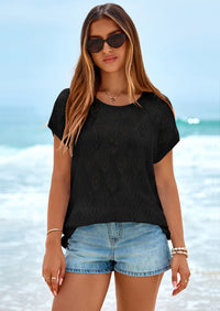 PRETTYGARDEN Women's Summer Sweater Vest Lightweight Knit Cap Sleeve Hollow Out Tank Tops Crochet Coverup Spring Outfits PRETTYGARDEN