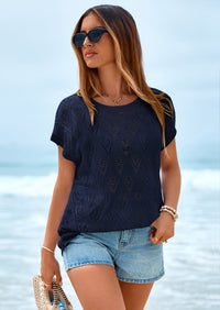 PRETTYGARDEN Women's Summer Sweater Vest Lightweight Knit Cap Sleeve Hollow Out Tank Tops Crochet Coverup Spring Outfits PRETTYGARDEN