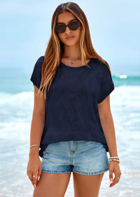 PRETTYGARDEN Women's Summer Sweater Vest Lightweight Knit Cap Sleeve Hollow Out Tank Tops Crochet Coverup Spring Outfits PRETTYGARDEN