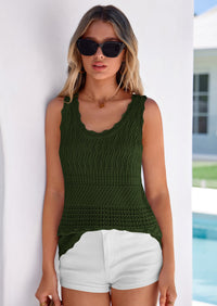 PRETTYGARDEN Womens Crochet Tank Tops Summer Spring Boho Sleeveless Cute Knit Sweater Vest Trendy Beach Vacation Clothes PRETTYGARDEN