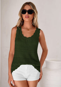 PRETTYGARDEN Womens Crochet Tank Tops Summer Spring Boho Sleeveless Cute Knit Sweater Vest Trendy Beach Vacation Clothes PRETTYGARDEN