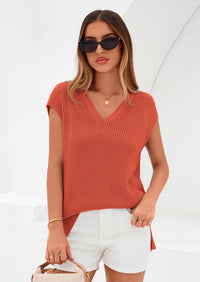 PRETTYGARDEN Women's Lightweight Sweaters Vest Spring Trendy Cap Sleeve V Neck Knit Tank Tops Summer Going Out Outfits PRETTYGARDEN