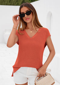 PRETTYGARDEN Women's Lightweight Sweaters Vest Spring Trendy Cap Sleeve V Neck Knit Tank Tops Summer Going Out Outfits PRETTYGARDEN