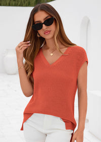 PRETTYGARDEN Women's Lightweight Sweaters Vest Spring Trendy Cap Sleeve V Neck Knit Tank Tops Summer Going Out Outfits PRETTYGARDEN