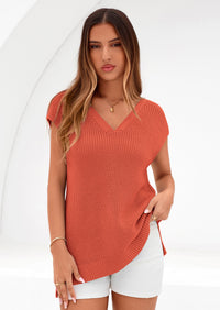 PRETTYGARDEN Women's Lightweight Sweaters Vest Spring Trendy Cap Sleeve V Neck Knit Tank Tops Summer Going Out Outfits PRETTYGARDEN