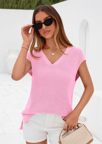 PRETTYGARDEN Women's Lightweight Sweaters Vest Spring Trendy Cap Sleeve V Neck Knit Tank Tops Summer Going Out Outfits PRETTYGARDEN