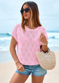 PRETTYGARDEN Women's Summer Sweater Vest Lightweight Knit Cap Sleeve Hollow Out Tank Tops Crochet Coverup Spring Outfits PRETTYGARDEN