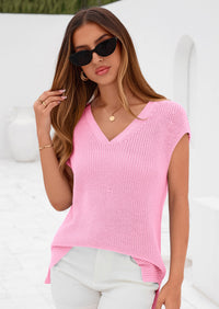 PRETTYGARDEN Women's Lightweight Sweaters Vest Spring Trendy Cap Sleeve V Neck Knit Tank Tops Summer Going Out Outfits PRETTYGARDEN