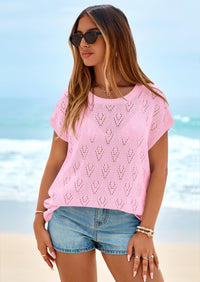 PRETTYGARDEN Women's Summer Sweater Vest Lightweight Knit Cap Sleeve Hollow Out Tank Tops Crochet Coverup Spring Outfits PRETTYGARDEN