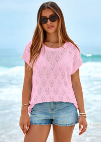 PRETTYGARDEN Women's Summer Sweater Vest Lightweight Knit Cap Sleeve Hollow Out Tank Tops Crochet Coverup Spring Outfits PRETTYGARDEN