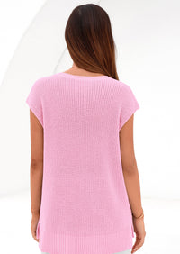 PRETTYGARDEN Women's Lightweight Sweaters Vest Spring Trendy Cap Sleeve V Neck Knit Tank Tops Summer Going Out Outfits PRETTYGARDEN