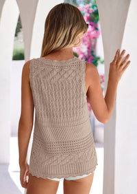 PRETTYGARDEN Womens Crochet Tank Tops Summer Spring Boho Sleeveless Cute Knit Sweater Vest Trendy Beach Vacation Clothes PRETTYGARDEN
