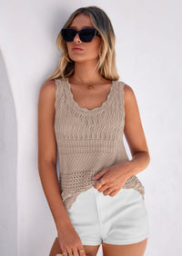 PRETTYGARDEN Womens Crochet Tank Tops Summer Spring Boho Sleeveless Cute Knit Sweater Vest Trendy Beach Vacation Clothes PRETTYGARDEN