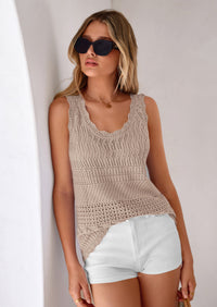 PRETTYGARDEN Womens Crochet Tank Tops Summer Spring Boho Sleeveless Cute Knit Sweater Vest Trendy Beach Vacation Clothes PRETTYGARDEN