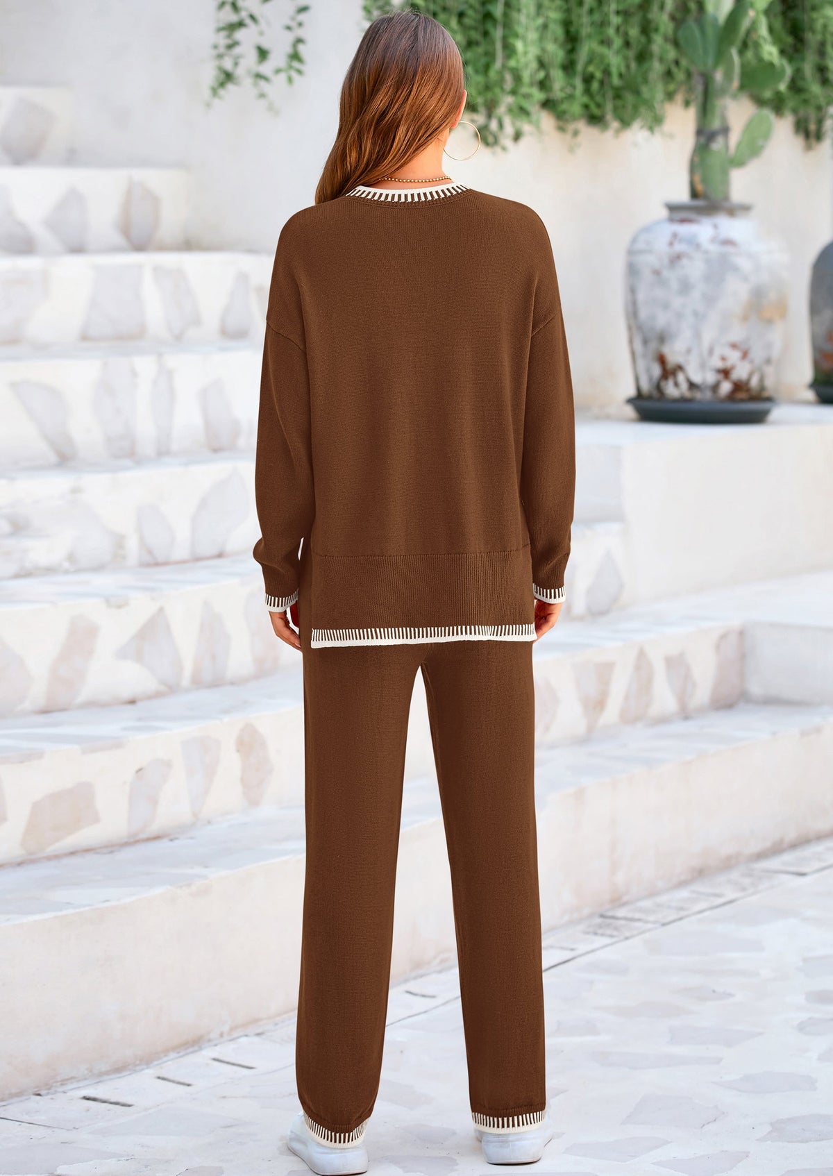 PRETTYGARDEN Women's 2 Piece Knit Sweater Outfit Casual Long Sleeve Pullover Wide Leg Pants Tracksuit Loungewear Set PRETTYGARDEN